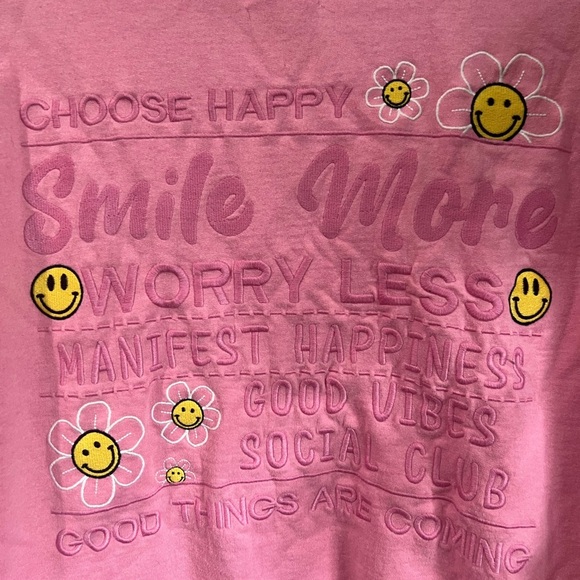 Pink Sweatshirt with Flower Embroidery - Picture 5 of 5